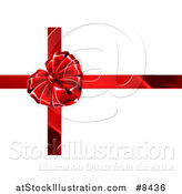 Vector Illustration of a 3d Red Valentines Day Gift Heart Ribbon Bow over White by AtStockIllustration