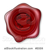 Vector Illustration of a 3d Red Wax Seal with an Embossed Globe by AtStockIllustration