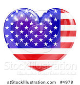 Vector Illustration of a 3d Reflective American Flag Heart by AtStockIllustration