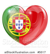 Vector Illustration of a 3d Reflective Portugese Flag Heart by AtStockIllustration
