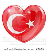 Vector Illustration of a 3d Reflective Turkish Flag Heart by AtStockIllustration