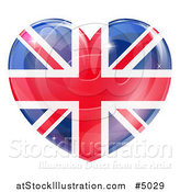 Vector Illustration of a 3d Reflective Union Jack British Flag Heart by AtStockIllustration