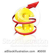 Vector Illustration of a 3d Rising Price Arrow Circling a Golden Dollar Symbol by AtStockIllustration