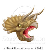 Vector Illustration of a 3d Roaring Angry Triceratops Dino Head by AtStockIllustration