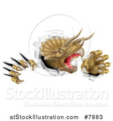 Vector Illustration of a 3d Roaring Angry Triceratops Dinosaur Shredding Through a Wall by AtStockIllustration