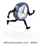Vector Illustration of a 3d Running Wall Clock Character by AtStockIllustration