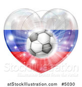 Vector Illustration of a 3d Russian Flag Heart and Soccer Ball by AtStockIllustration