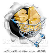 Vector Illustration of a 3d SALE Shopping Cart Breaking Through a Wall by AtStockIllustration
