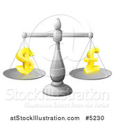 Vector Illustration of a 3d Scale Weighing Dollar and Pound Currency Symbols by AtStockIllustration