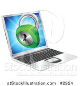 Vector Illustration of a 3d Security Padlock Emerging from a Laptop Computer by AtStockIllustration