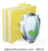 Vector Illustration of a 3d Shield and Protected Files by AtStockIllustration