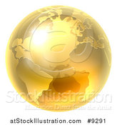 Vector Illustration of a 3d Shiny Gold Earth Globe by AtStockIllustration