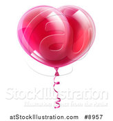 Vector Illustration of a 3d Shiny Pink Heart Shaped Party Balloon by AtStockIllustration