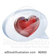 Vector Illustration of a 3d Shiny Red Heart in a Chat Balloon by AtStockIllustration