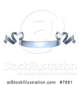 Vector Illustration of a 3d Shiny Silver Metal Scroll Ribbon Banner by AtStockIllustration