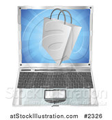 Vector Illustration of a 3d Shopping Bag over a Laptop by AtStockIllustration