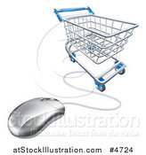 Vector Illustration of a 3d Shopping Cart and Connected Computer Mouse by AtStockIllustration