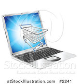 Vector Illustration of a 3d Shopping Cart on a Laptop Screen by AtStockIllustration