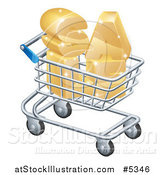 Vector Illustration of a 3d Shopping Cart with Golden SALE Inside by AtStockIllustration