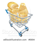 Vector Illustration of a 3d Shopping Cart with Golden SALE Inside by AtStockIllustration