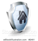 Vector Illustration of a 3d Silver and Blue Home Shield by AtStockIllustration