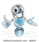 Vector Illustration of a 3d Silver and Blue Microphone Holding a Thumb up by AtStockIllustration