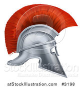 Vector Illustration of a 3d Silver and Red Corinthian Trojan Helmet by AtStockIllustration