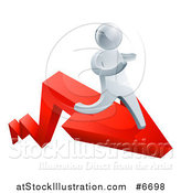 Vector Illustration of a 3d Silver Business Man Running on a Red Arrow by AtStockIllustration
