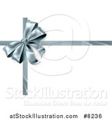 Vector Illustration of a 3d Silver Christmas, Birthday or Other Holiday Gift Bow and Ribbon on White by AtStockIllustration