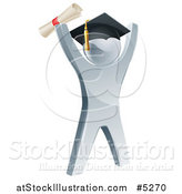 Vector Illustration of a 3d Silver Graduate Cheering by AtStockIllustration
