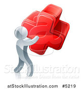 Vector Illustration of a 3d Silver Man Carrying a Red Cross by AtStockIllustration