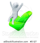 Vector Illustration of a 3d Silver Man Cheering on a Check Mark by AtStockIllustration