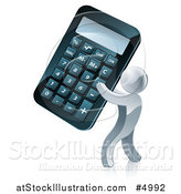 Vector Illustration of a 3d Silver Man Holding a Giant Calculator by AtStockIllustration
