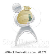 Vector Illustration of a 3d Silver Man Holding a Money Sack by AtStockIllustration