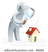 Vector Illustration of a 3d Silver Man House Hunting by AtStockIllustration