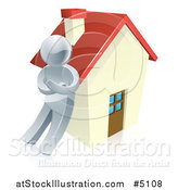 Vector Illustration of a 3d Silver Man Leaning Against a House by AtStockIllustration