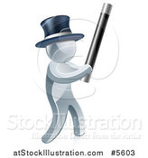 Vector Illustration of a 3d Silver Man Magician Using a Baton Wand by AtStockIllustration
