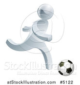 Vector Illustration of a 3d Silver Man Playing Soccer by AtStockIllustration