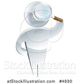 Vector Illustration of a 3d Silver Man Searching Through a Magnifying Glass by AtStockIllustration