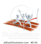 Vector Illustration of a 3d Silver Man Winning a Race by AtStockIllustration