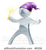 Vector Illustration of a 3d Silver Man Wizard by AtStockIllustration