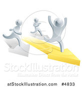 Vector Illustration of a 3d Silver Men Racing on Arrows by AtStockIllustration