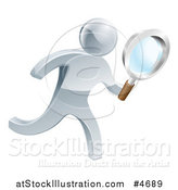 Vector Illustration of a 3d Silver Person Searching with a Magnifying Glass by AtStockIllustration
