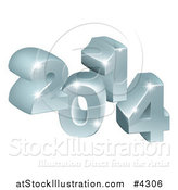 Vector Illustration of a 3d Silver Sparkly 2014 by AtStockIllustration