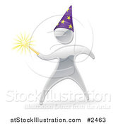 Vector Illustration of a 3d Silver Warlock with a Magic Wand by AtStockIllustration