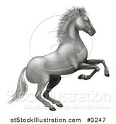 Vector Illustration of a 3d Silvery White Horse Rearing by AtStockIllustration