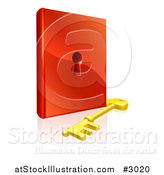 Vector Illustration of a 3d Skeleton Key and Padlock Book by AtStockIllustration