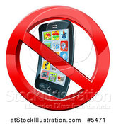 Vector Illustration of a 3d Smart Phone in a Restricted Symbol by AtStockIllustration