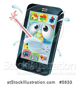 Vector Illustration of a 3d Smart Phone Sick with a Malware Fever by AtStockIllustration