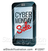 Vector Illustration of a 3d Smart Phone with Cyber Monday Sale Text on the Screen by AtStockIllustration
